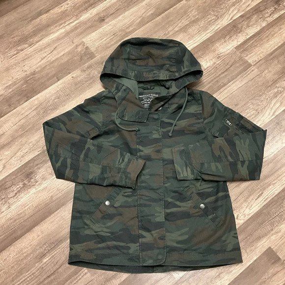 AEO Green Camo Love Embroidered Hood Jacket - Picture 2 of 11